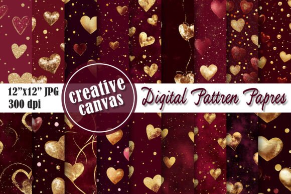 Download Gold Glitter Heart Digital Paper Bundle - Gold glitter Collection