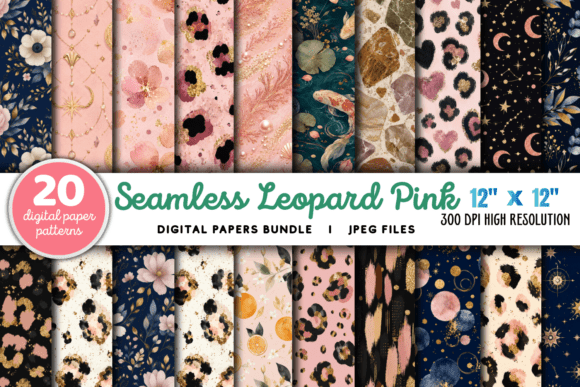 Download Leopard Pink Gold Glitter Pattern Bundle - Gold glitter Collection