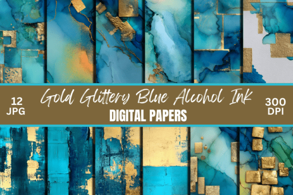 Download Gold Glitter Blue Alcohol Ink Background - Gold glitter Collection